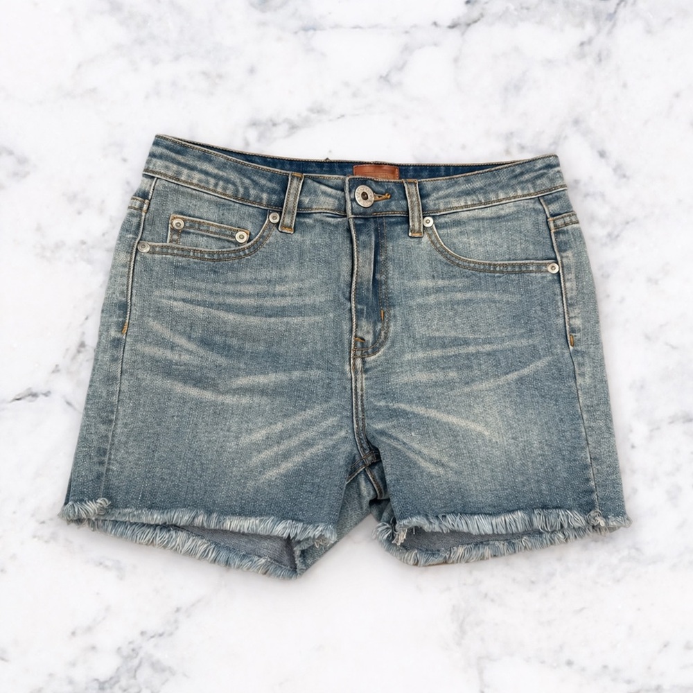 POL Light Blue Frayed Hem Denim Shorts